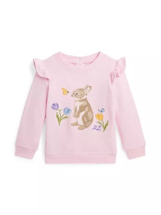 Ralph Lauren Other - Polo Ralph Lauren Pink Bunny Ruffle-Sleeve Sweater for Baby Size 6 Months